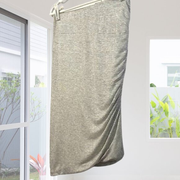 Splendid Winward Micro Stripe Skirt With Ruching Asymmetrical Hem - Picture 6 of 12